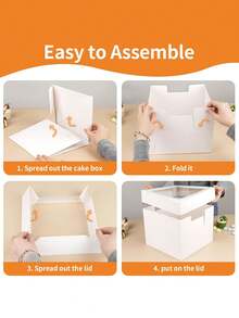 5pcs/Set Cake Boxes With Cake Stands, 2 Packs Disposable Cake Boxes, Cake Carriers, White Bakery Boxes With Window For Cookies, Pies, Cupcakes, Pastries (3 Sizes: 8 Inch, 10 Inch, 12 Inch) - View 11
