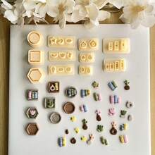 Molde de arcilla polimérica para miniestantería, molde de arcilla polimérica para miniplantas y serie de libros, adecuado para pendientes DIY y elaboración de joyas, diseño de pendientes hechos a mano, artesanía creativa - Amarillo - Ver 1