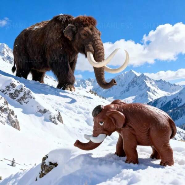 SHAMLESS Realistic Woolly Mammoth Collectible Sculpture, Handmade Resin Miniature Elephant Model, Prehistoric Ice Age Animal Model, Suitable For Dollhouse, Fairy Garden, Micro Landscape, Dinosaur Accessories, Home/Office/Desktop Decor, Creative DIY Gift