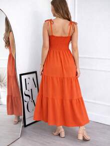 Floral Maxi Dress – Elegance And Comfort - Orange - View 3
