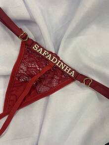 Neon Thong Panties With A Glow-In-The-Dark Slogan. - Rojo - Ver 6