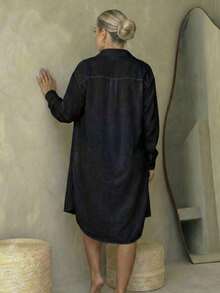 Beach Cover-Up Shirt, Long Sleeve, With Single Cuff, Sizes 36 To 42 - 黑色 - 查看 4