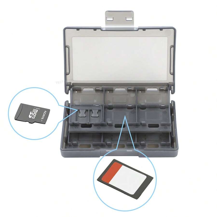 NETONBOX.COM Estuche Porta Cartuchos para Switch | Organizador Rígido para 24 Juegos, Cierre Fuerte, Compacto y Portátil para Viaje, Color Negro Ahumado - Ver 1
