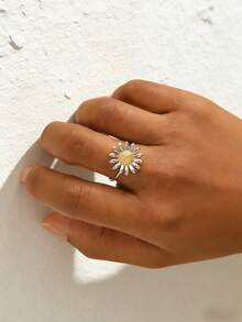 1 件 18K 镀金不锈钢可调节开口戒指，泪珠拼色设计，优雅珠宝礼物，波西米亚风格 - 水滴 - 查看 5