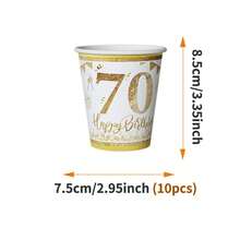 55/25/10pcs Gold Balloons 70th Birthday Happy Birthday Disposable Plates Napkins Cups, Disposable Party Supplies Set, Suitable For 10 Guests, Disposable Paper Plates Party Tableware Suitable For Birthday Wedding Theme Party Family Picnic - Style 6 - View 8