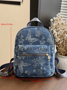 Minimalist Niche Design Casual Versatile Women Mini Backpack - Navy Blue - View 8