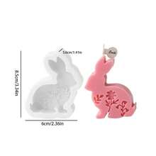 Geometric Relief Rabbit Silicone Candle Mold, DIY - White - View 4
