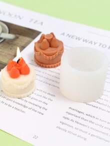 用草莓圆柱形硅胶蜡烛模具裱花蛋糕 - 白色 - 查看 2