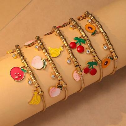 Gold Fruit Bracelet, Colorful Zirconia Jewelry, Luxury High-End Feeling New Year Jewelry, Suitable For Weddings, Romantic Gifts, Daily Matching