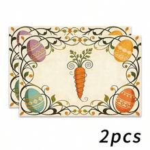 Bộ 4 tấm lót bàn chủ đề Lễ Phục Sinh, họa tiết thỏ đáng yêu với trứng Phục Sinh và hoa lá, thích hợp cho tiệc tùng, trang trí ngày lễ và lễ Phục Sinh. Kích thước: 30x45cm, phù hợp cho trang trí nhà cửa theo mùa, trang trí bàn ăn ngày lễ, trang trí theo phong cách nhà nông thôn, có thể giặt được. Một lựa chọn quà tặng lý tưởng. - Nhiều màu - Xem 14
