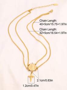 1pc Stainless Steel Virgin Mary Pendant Necklace Fashion Design Gold Cross Charms Double Layer Chain Necklaces For Women Jewelry - Necklace - View 5