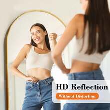 65"X24" Arched High-Quality Full Length Mirror, Aluminum Alloy Frame Ensures Stability, Standing Design For Bedroom, Gold - 金拱門 - 查看 4