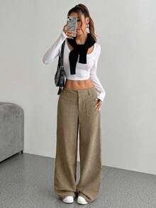 ADD MODA REF AS2016 ELEGANT AND VERSATILE ROPE FUR PANTACOURT PANTS - màu nâu - Xem 4