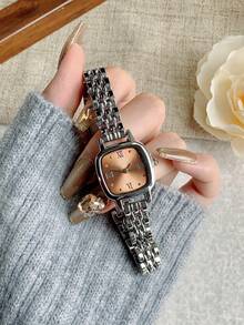 SUNLIFEX 1件装复古银色不锈钢方形小表盘女士腕表，时尚简约优雅奢华小巧石英女士腕表，适合日常佩戴、派对及其他场合。 - 銀色 - 查看 9