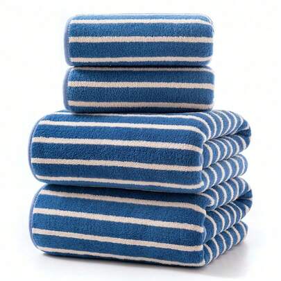 简约珊瑚绒纯色柔软吸水速干浴巾/手巾，家用