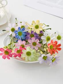 5支仿真雏菊、假樱花、仿真植物，适用于家居、餐厅、客厅、户外花园装饰、插花、摄影道具，适合春秋季节，可用于花瓶、花墙、花环、新娘捧花、婚礼装饰、DIY花环材料、生日派对装饰、家居装饰配件、情人节等场合。 - 彩色 - 查看 5