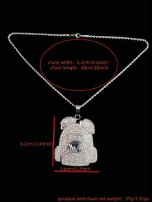 1 Set Fashion Creative Backpack, Dollar Sign Pendant & Rhinestone Glass Cuban Chain Necklace, Men's Hip Hop Punk Pendant Necklace, Suitable For Daily Wear, Valentine's Day Gift, 2 Chain Options - Silver - View 11
