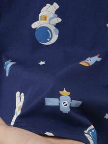 6pcs/Set Boys' Thin Short Sleeve Pants Pajamas, Cartoon Astronaut & Dinosaur Print Casual Homewear Set, Spring/Summer - Multicolor - View 9