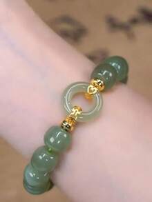 Elegant Glass Bead Bamboo Bracelet With Gold-Tone Accents - No Plating, Versatile Fashion Jewelry, Ideal For Daily Wear & Gifting, Fits All Seasons, Perfect For Valentine's Day - Multicolor - View 11