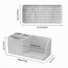 一套可拆卸硅胶浴室牙刷架、化妆品收纳盒和水槽整理架，包含带沥水功能的皂碟，多功能用途 - 白大理石款 - 查看 4