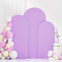 5ft, 6ft, 6.6ft, 7.2ft Beige Wedding Arch Drape Cover, Elastic Sides Fit Arch Frame, Suitable For Birthday Party Wedding Arch Decor (Arch Frame Not Included, Fabric Background Only) - Purple - View 3