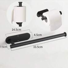 1pc Stainless Steel Wall-Mounted Toilet Paper Holder, Drill-Free Bathroom Kitchen Storage Rack - Multicolor - View 13