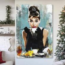 Framed Canvas 1pc Audrey Posters Hepburn Breakfast At T Iffanys Iconic Movie Poster Replica - Large Framed Canvas Print , Female Movie Star Art, Vintage Wall Decor - nhiều màu - Xem 2