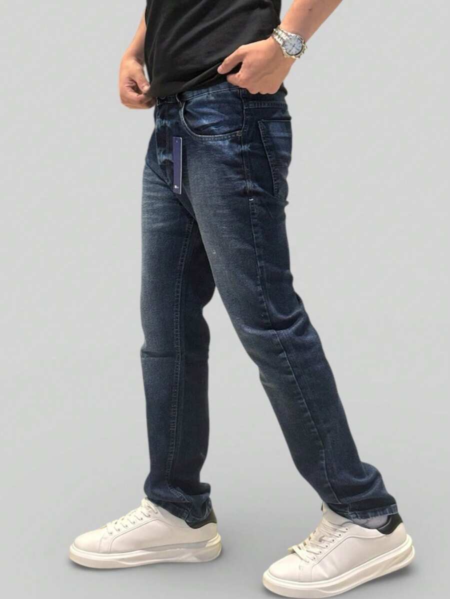 Men's Traditional Straight Leg Casual Denim Jeans With Lycra Stretch - 藍色日蝕 - 查看 1