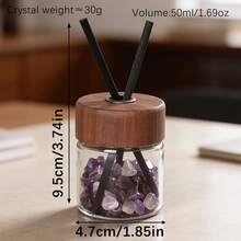 Natural Amethyst Crystal Reed Diffuser Set - Solid Black Walnut Cap, Empty Glass Container For DIY Essential Oil Aromatherapy - Wooden Diffuser Container - View 18