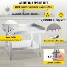 Stainless Steel Equipment Grill Stand 24 X 24 X 24 Inches 24 X 28 X 24 Inches 36 X 30 X 24 Inches 48 X 30 X 24 Inches 60x30x24 Inches Stainless Table, Grill Stand Table With Adjustable Storage Undershelf, Equipment Stand Grill Table For Hotel, Home, Restaurant Kitchen - 24 x 28 x 24 inch - Xem 5