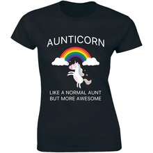 Aunticorn Like A Normal Aunt But More Awesome - Cute Rainw Unicorn Women's Tee.Jpg - 黑色 - 查看 1