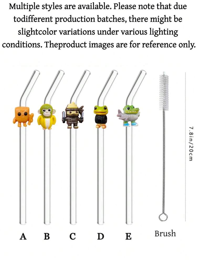 1/2支装复活节派对玻璃吸管 – 弯曲趣味动物吸管，适用于咖啡、珍珠奶茶和鸡尾酒 – 节日庆典主题酒吧用品、独特节日派对礼品和餐桌装饰 - 無色 - 查看 5