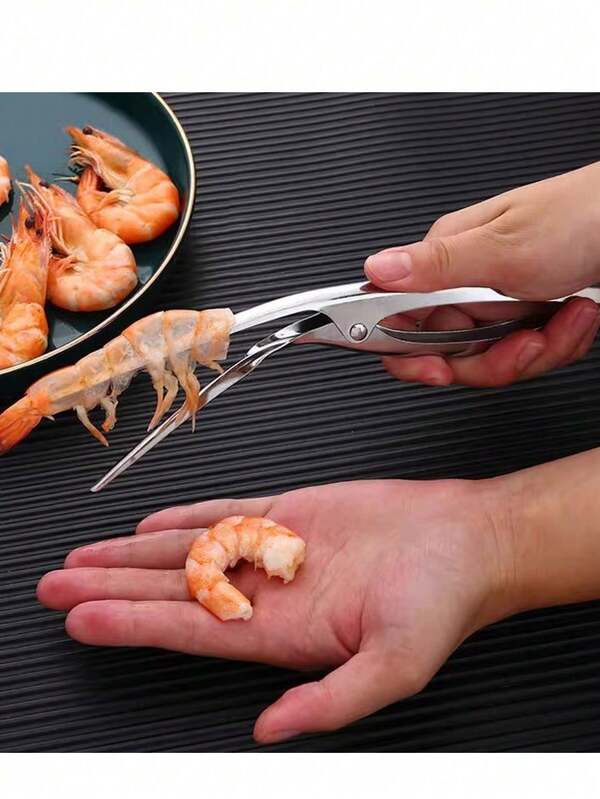 Desvenador de camarones de acero inoxidable - Mango ergonómico, preparación eficiente de mariscos, pelado y limpieza convenientes, herramienta de cocina