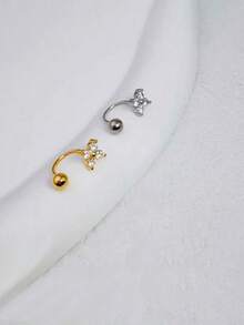 1件18K镀金不锈钢迷你圆形立方氧化锆花朵鼻环，轻盈低敏银色鼻钉耳环，CZ鼻唇软骨耳环，女士款 - Style A-1Pc-8mm - 查看 4