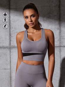 Runway Rest 1PC 女士文胸，美背女士内衣运动文胸，无钢圈，适合运动健身穿着。 - 紫色 - 查看 1
