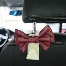 AD High-End Leather Bowknot Multi-Function Car Seat Back Hook, Hanging Organizer - White and Red - View 2