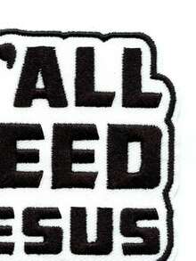 1 pieza Parche "Yall Need Jesus" con bordado de texto religioso para planchar - Multicolor - Ver 4