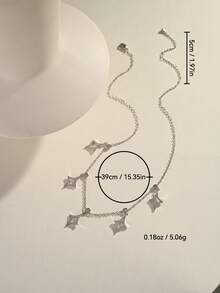 1pc Silver Necklace, Versatile Copper Alloy Cubic Zirconia Pendant, Suitable For Dates, Gatherings, Gifts, And Daily Wear - Silver - View 4