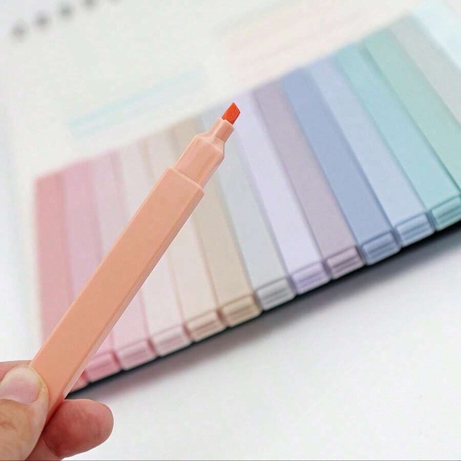 12-Pack Colored Highlighter Pens - Triangular Tip, Stain And Bleed Resistant, Plastic Material - Ideal For Diaries, Offices, Students, And Professionals - Highlighter - View 1