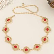 1条金色阳光多层腰链 - 合金材质，配有5个太阳吊坠和双链，是情人节和斋月的完美礼物 | 可调节尺寸，适合日常佩戴、海滩度假、节日装扮、派对和盛会 | 波西米亚风格设计，是提升任何造型的理想节日礼物 - 太陽花 - 查看 4