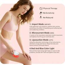 5-In-1 Body Shaping Device - Negative Pressure Lymphatic Drainage Massager, Smart Microcurrent Red & Blue Light Massage Device With Fat Suction, Anti-Cellulite Massage Tool For Firming Skin On Face, Abdomen, Arms, Legs - White - View 11