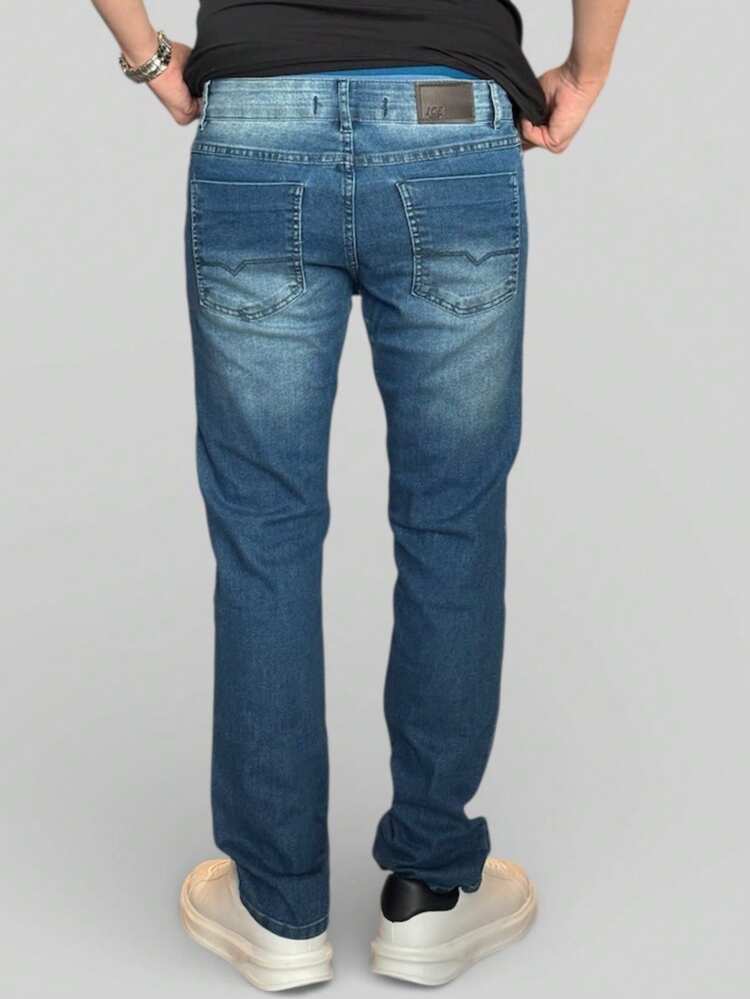 Men's Traditional Straight Leg Casual Denim Jeans With Lycra Stretch - Atlantic Blue - View 3