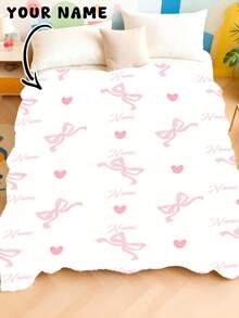 1pc Customizable Text Family Blanket, Bow Pattern, Memorial Blanket. Suitable As A Girl, Boy, Adult, Valentine's Day, Lightweight, Baby Blanket, Personalized Throw Blanket, Personalized Photo Blanket, Personalized Infant Blanket - Multicolor - View 13