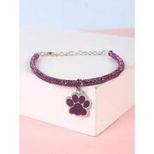 A Fashionable Fine Rhinestone Claw Print Pendant Necklace For Cats And Dogs, Suitable For Pet Cats And Dogs To Use At Home And Outdoors - Purple - View 1