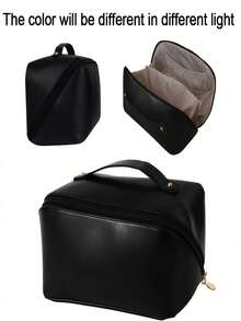 1个大容量旅行化妆包，可扩展的化妆品收纳包，带拉链隔层，适合存放化妆品和配件，粉色女士洗漱包，适合健身、商务旅行和度假，结实耐用的锯齿纹理手柄，收纳整理好帮手，旅行必备 - 查看 11