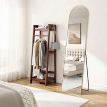 59"X16" High-Quality Arched Full Length Mirror, Aluminum Alloy Frame Ensures Stability, Standing Design For Bedroom, Gold - vòm vàng - Xem 3