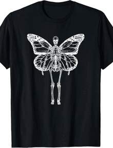 Fairy Grunge Fairycore Aesthetic Skeleton Goth-Shirt - 黑色 8 - 查看 6