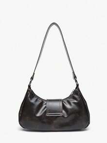 Y2K Women's Vintage Miradet Distressed Soft Leather Motorcycle Bag With Rivets, Buckle Decor, Pleated Cloud Shoulder/Underarm Bag, Suitable For Work, Commute, Date, Party - Coffee Brown - View 5