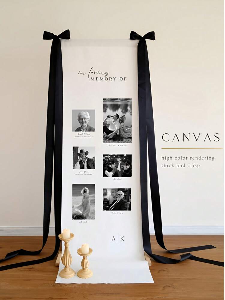 1PC Custom Wedding Sign In Loving Memory Photo Wedding Display, Canvas Wedding Memorial Wall Ideas, Fabric Remembrance Sign Tribute Banner Memorial Sign - Multicolor - View 3