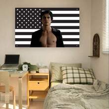 Damon Salvatore Flag |   Hot Vampire Black USA Banner |   TVD Aesthetic Dorm Frat Room Wall Decor - 1PC - 查看 5